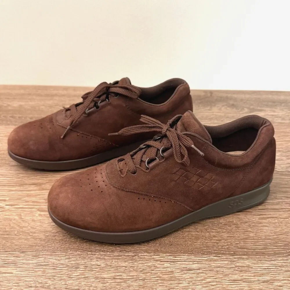 SAS Tripad Comfort Walking Shoes Womens 8.5 Brown Nubuck Leather Lace Up USA